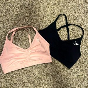 S | Gymshark Bundle! Buttery Soft Ruched Sports Bras - Light Pink & Black